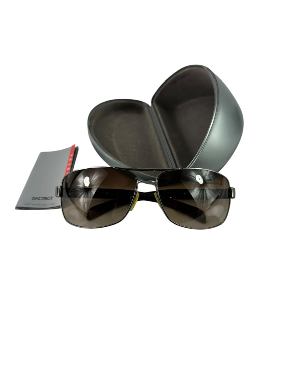 Vintage PRADA SPS 54I Linea Sport Gunmetal Brown Gradient Men's Wrap Sunglasses